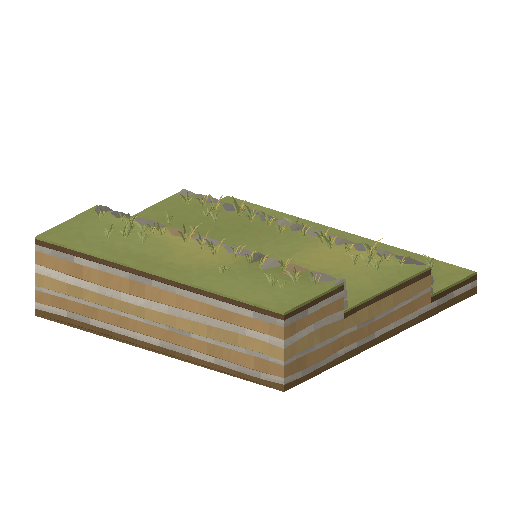 Low-poly Terrain 3D model: Terrace Step Tile