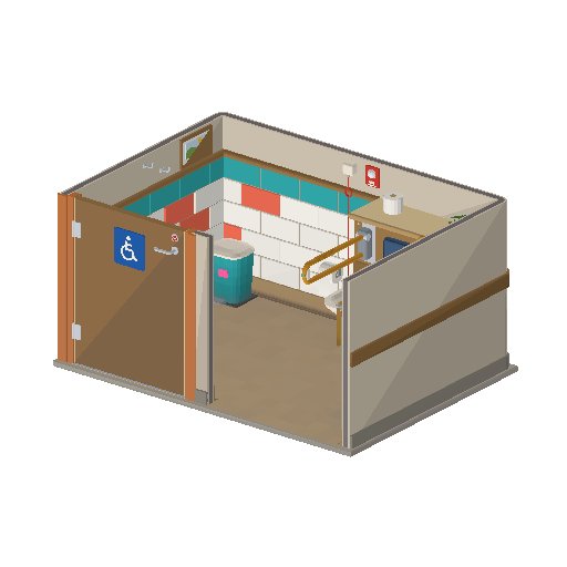 Low-poly Accessible Built Environment 3D model: Accessible Toilet Room