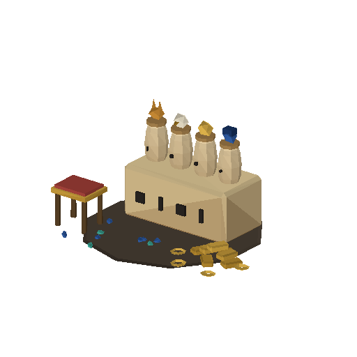 Low-poly Tomb Interior 3D model: Treasure Hoard