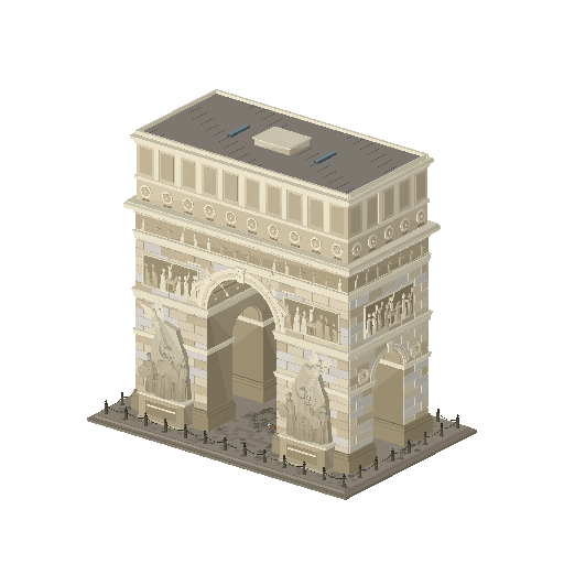 Low-poly Towers & Civic 3D model: Triumphal Arch 01