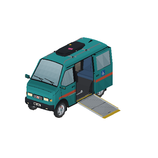 Low-poly Vehicles 3D model: Wheelchair-Accessible Van with Ramp