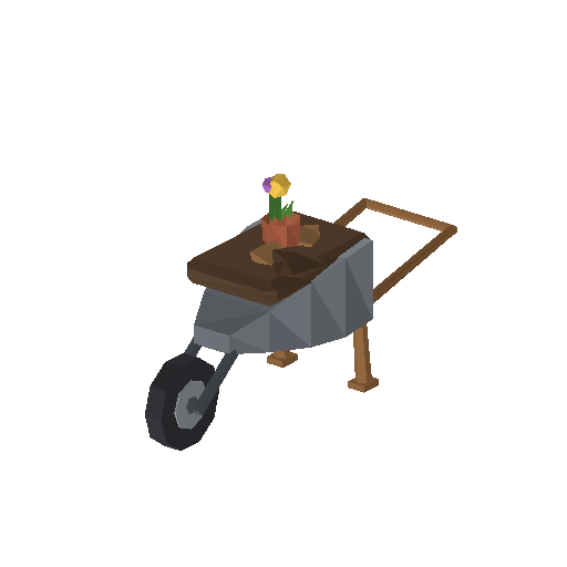 Low-poly Vehicles 3D model: Veh Wheelbarrow 01
