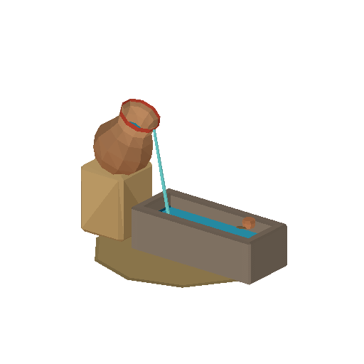 Low-poly Props 3D model: Water Urn Trough