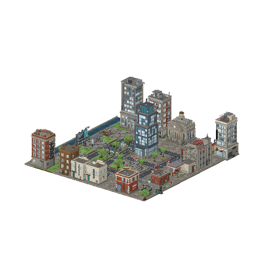 Low-poly 3D asset pack: City (66 models)