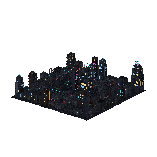 Low-poly 3D asset pack: Cyberpunk — Neon District Kit