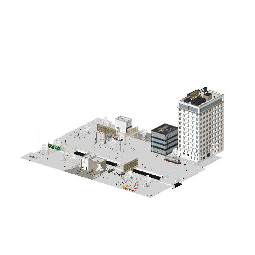 Interactive demo world built from the Realistic City low-poly 3D asset pack